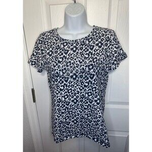Michael Kors Women's Animal Print Studded Crew Neck Stretch Shirt Size M